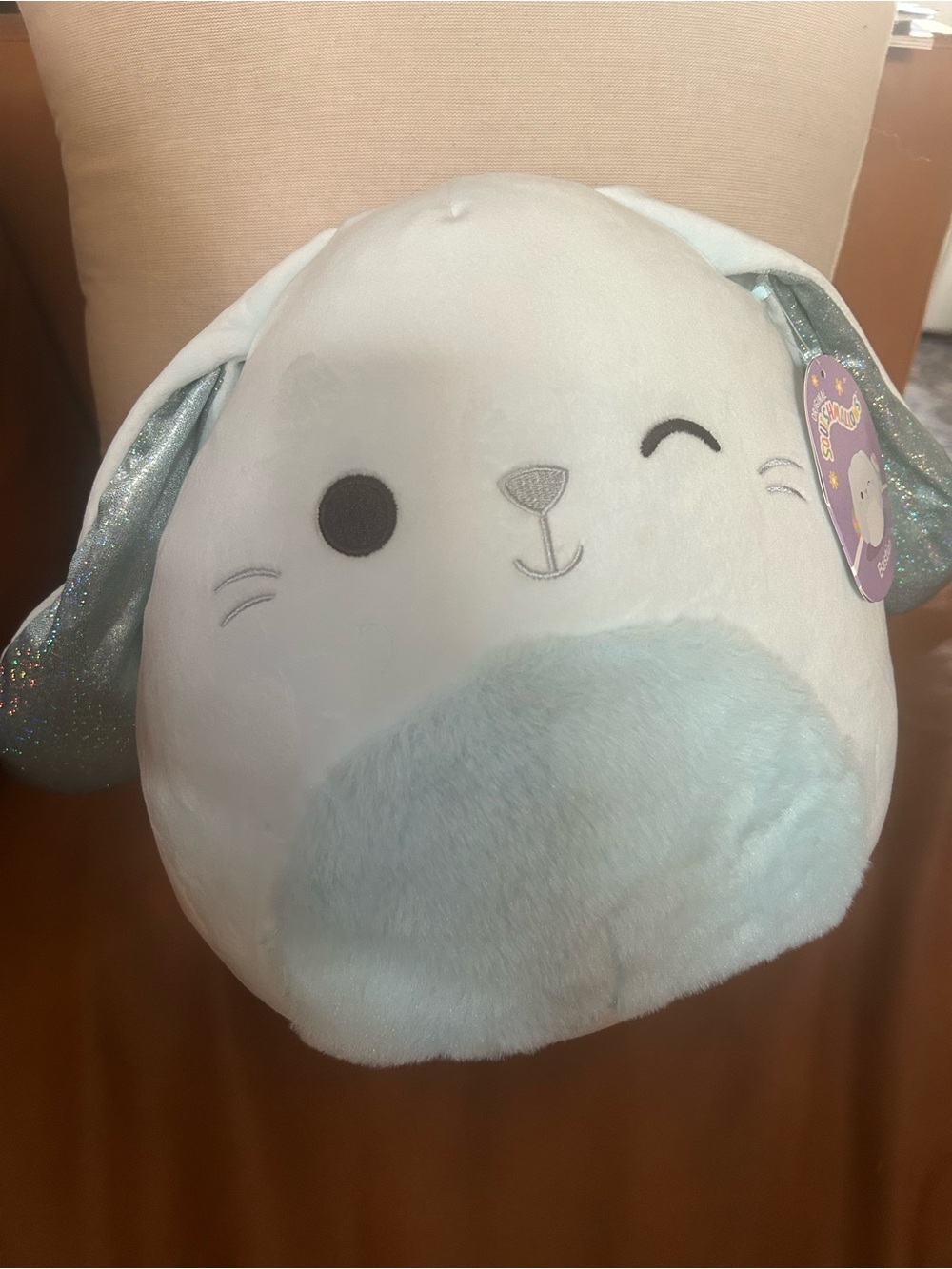 Squishmallows Light Blue Bunny Plush with Sparkle Ears